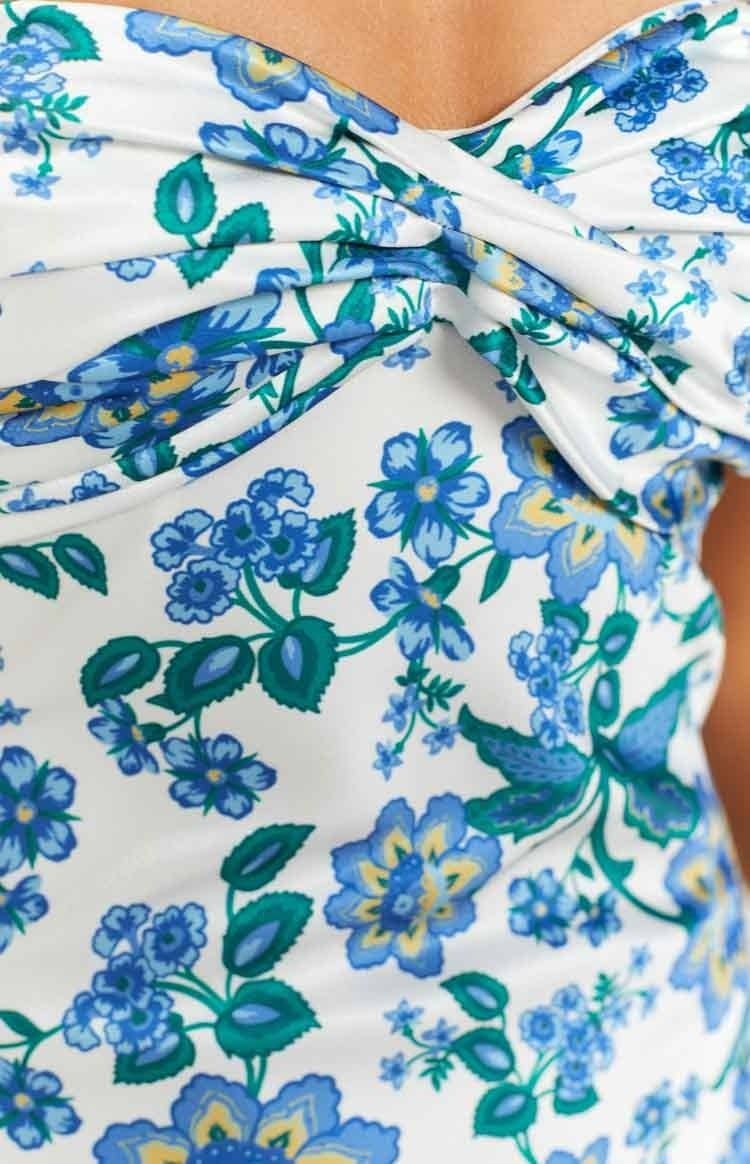 *SALE* Lorna Printed Knotted Tube Maxi Dress: Blue