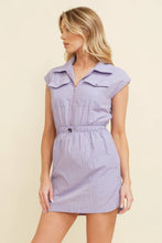 Load image into Gallery viewer, CD11943 - CAP SLEEVE ZIPPERED MINI DRESS: Lavender / L