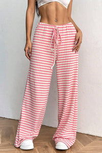 Summer Striped Drawstring Pants