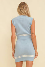 Load image into Gallery viewer, STRIPED SLEEVELESS CROPPED SWEATER: Baby Blue / L