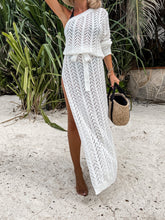 Load image into Gallery viewer, Slit Openwork Single Shoulder Knit Dress