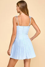 Load image into Gallery viewer, Adjustable Straps Pleated Detail Dress: Baby Blue / M