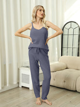Load image into Gallery viewer, Fuzzy V-Neck Cami and Pants Lounge Set