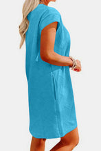 Load image into Gallery viewer, Textured Round Neck Cap Sleeve Dress