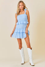 Load image into Gallery viewer, Smocked Ruffle Mini Dress: SKY BLUE / L