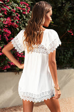 Load image into Gallery viewer, Lace Detail Square Neck Short Sleeve Blouse