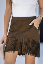 Load image into Gallery viewer, Fringe Detail Zip-Back Skirt with Pockets