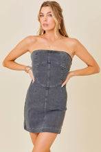Load image into Gallery viewer, Stitchwork Strapless Slim Denim Dress: BLUE / L