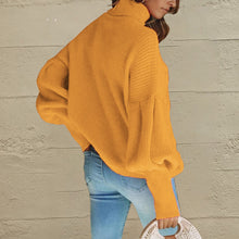 Load image into Gallery viewer, Turtleneck Lantern Sleeve Dropped Shoulder Sweater