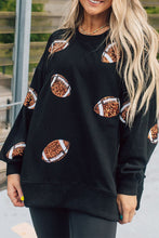 Load image into Gallery viewer, Football Sequin Patch Long Sleeve Sweatshirt