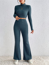 Load image into Gallery viewer, Ribbed Mock Neck Cropped Sweater &amp; High Waist Pants Set