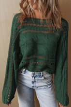 Load image into Gallery viewer, Cable-Knit Openwork Long Sleeve Sweater