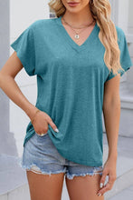 Load image into Gallery viewer, V-neck short sleeve overfit basic white t-shirt tee top: Navy / S