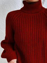 Load image into Gallery viewer, Full Size Turtleneck Rib-Knit Slit Sweater