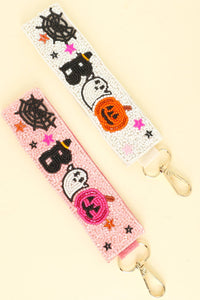 Halloween Boo Decorative Seed Bead Key Chain : Pink