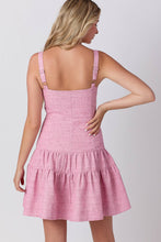 Load image into Gallery viewer, Tweed Tiered Sleeveless Mini Dress: PINK / S