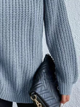 Load image into Gallery viewer, Full Size Turtleneck Rib-Knit Slit Sweater