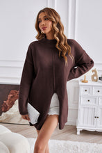 Load image into Gallery viewer, Exposed Seam Mock Neck Slit Sweater