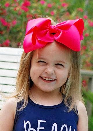Texas Size Grosgrain Hair Bow: White