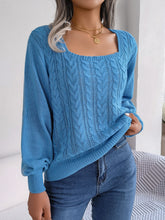 Load image into Gallery viewer, Cable-Knit Square Neck Long Sleeve Sweater