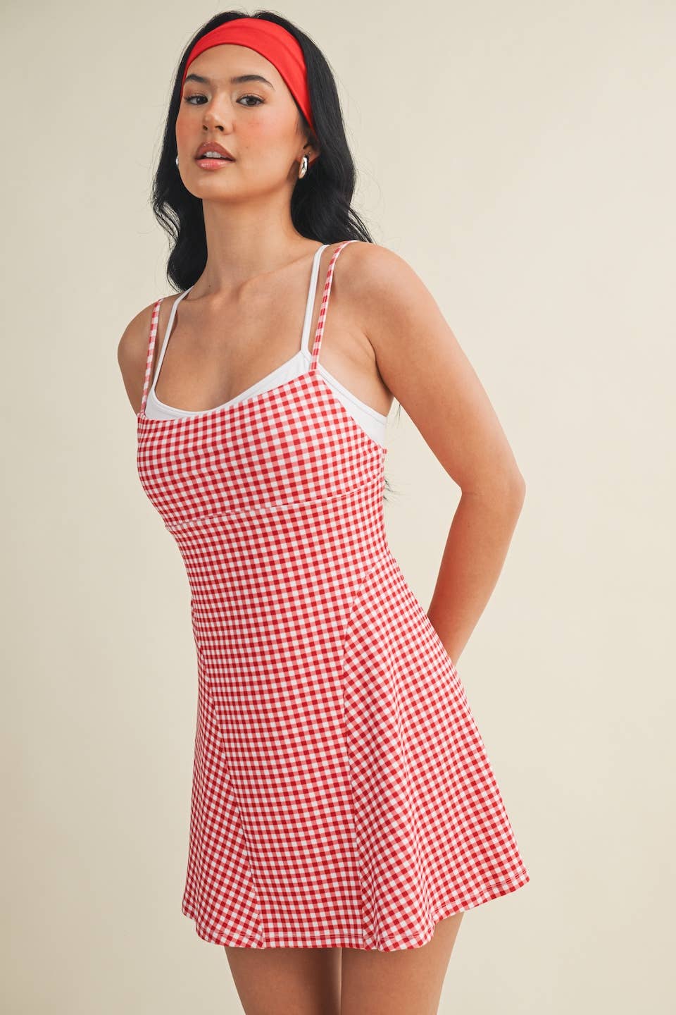 Gingham Print Double Layered Dress
