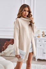 Load image into Gallery viewer, Exposed Seam Mock Neck Slit Sweater