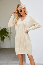 Load image into Gallery viewer, Cable-Knit Long Sleeve Sweater Dress