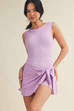 Load image into Gallery viewer, Gingham Print Sleeveless Wrap Tie Front Dress