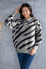 Load image into Gallery viewer, Animal Element Round Neck Dropped Shoulder Sweater