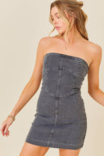 Load image into Gallery viewer, Stitchwork Strapless Slim Denim Dress: BLUE / L