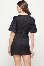 Load image into Gallery viewer, Ruched Short Puff Sleeve Voile Mini Dress: Burgundy / S