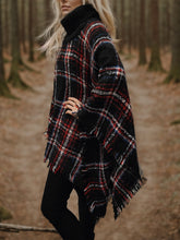 Load image into Gallery viewer, Turtleneck Plaid Raw Hem Sweater