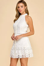 Load image into Gallery viewer, Floral high neck mini dress with ruffled bottom