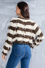 Load image into Gallery viewer, Striped Fringe Round Neck Sweater