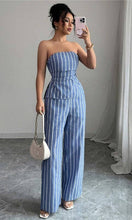 Load image into Gallery viewer, Striped Slim Fit Tube Top Pants Set
