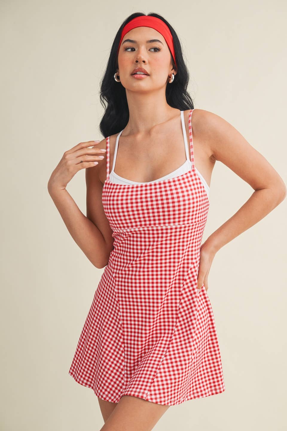 Gingham Print Double Layered Dress