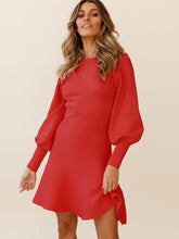 Load image into Gallery viewer, Round Neck Lantern Sleeve Sweater Dress