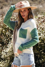 Load image into Gallery viewer, Color Block Round Neck Long Sleeve Sweater