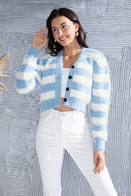 Load image into Gallery viewer, Striped Button Up Cropped Cardigan