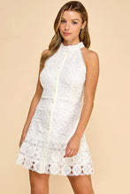 Load image into Gallery viewer, Floral high neck mini dress with ruffled bottom