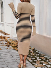 Load image into Gallery viewer, Devine Striped V-Neck Long Sleeve Sweater Dress