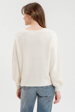 Load image into Gallery viewer, SPLIT NECK DROP SHOULDER KNIT PULLOVER SWEATER: CINNAMON