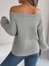 Load image into Gallery viewer, Openwork Off-Shoulder Long Sleeve Sweater