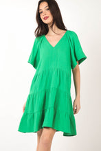 Load image into Gallery viewer, VERY J Texture V-Neck Ruffled Tiered Dress