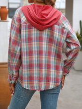 Load image into Gallery viewer, Plaid Long Sleeve Hooded Jacket