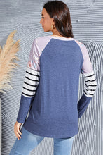 Load image into Gallery viewer, Striped Round Neck Raglan Sleeve T-Shirt