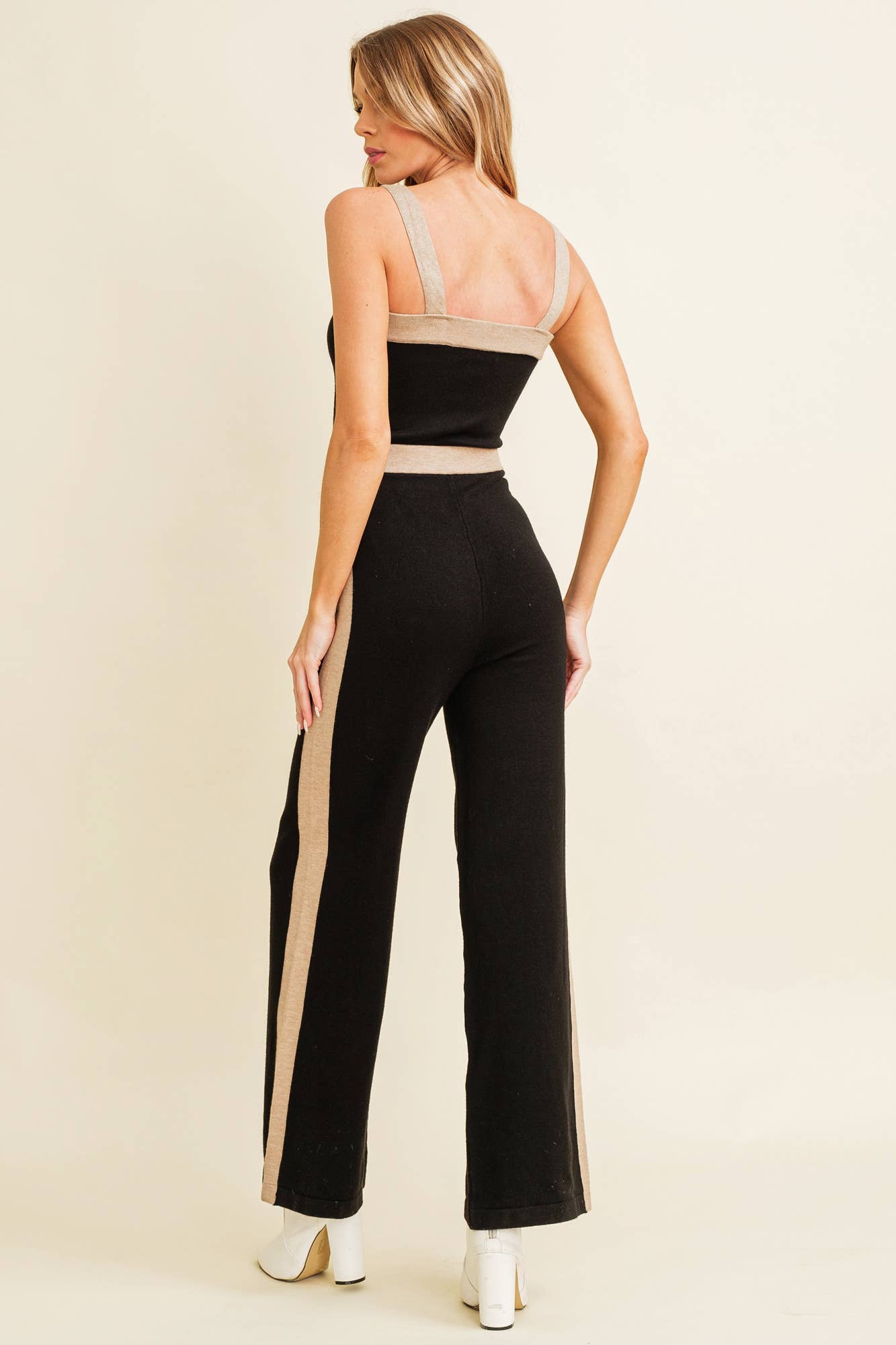 KNIT CONTRAST JUMPSUIT