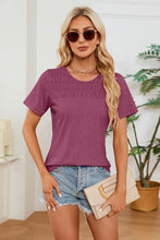 Load image into Gallery viewer, Ruched Round Neck Short Sleeve T-Shirt