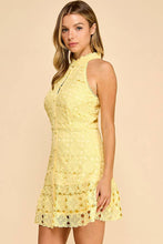 Load image into Gallery viewer, Floral high neck mini dress with ruffled bottom