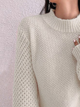 Load image into Gallery viewer, Openwork Mock Neck Long Sleeve Sweater